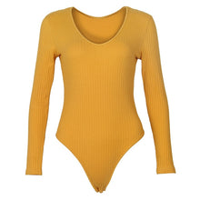 Load image into Gallery viewer, Spring Red Bodycon Black White Bodysuit Sexy Women Rompers Club V-neck Skinny Long Sleeve Jumpsuit Body Suit Tops Overalls M0075