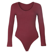 Load image into Gallery viewer, Spring Red Bodycon Black White Bodysuit Sexy Women Rompers Club V-neck Skinny Long Sleeve Jumpsuit Body Suit Tops Overalls M0075
