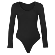 Load image into Gallery viewer, Spring Red Bodycon Black White Bodysuit Sexy Women Rompers Club V-neck Skinny Long Sleeve Jumpsuit Body Suit Tops Overalls M0075